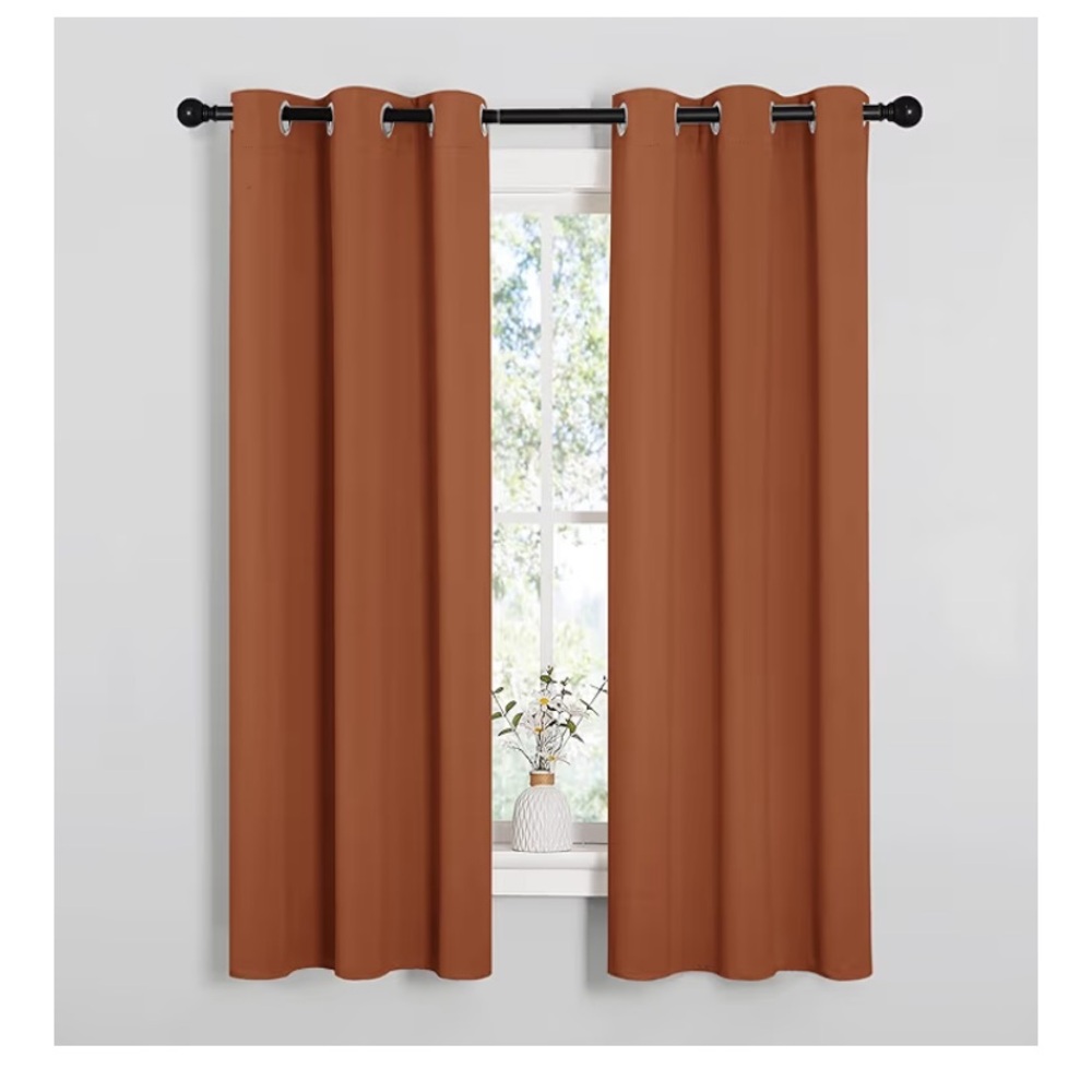 Rust orange Thermal Grommet Curtain Panels -